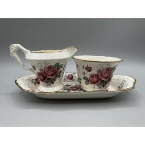 James Kent Chintz Creamer Sugar Tray Set Langton #4040 Made in England Vintage